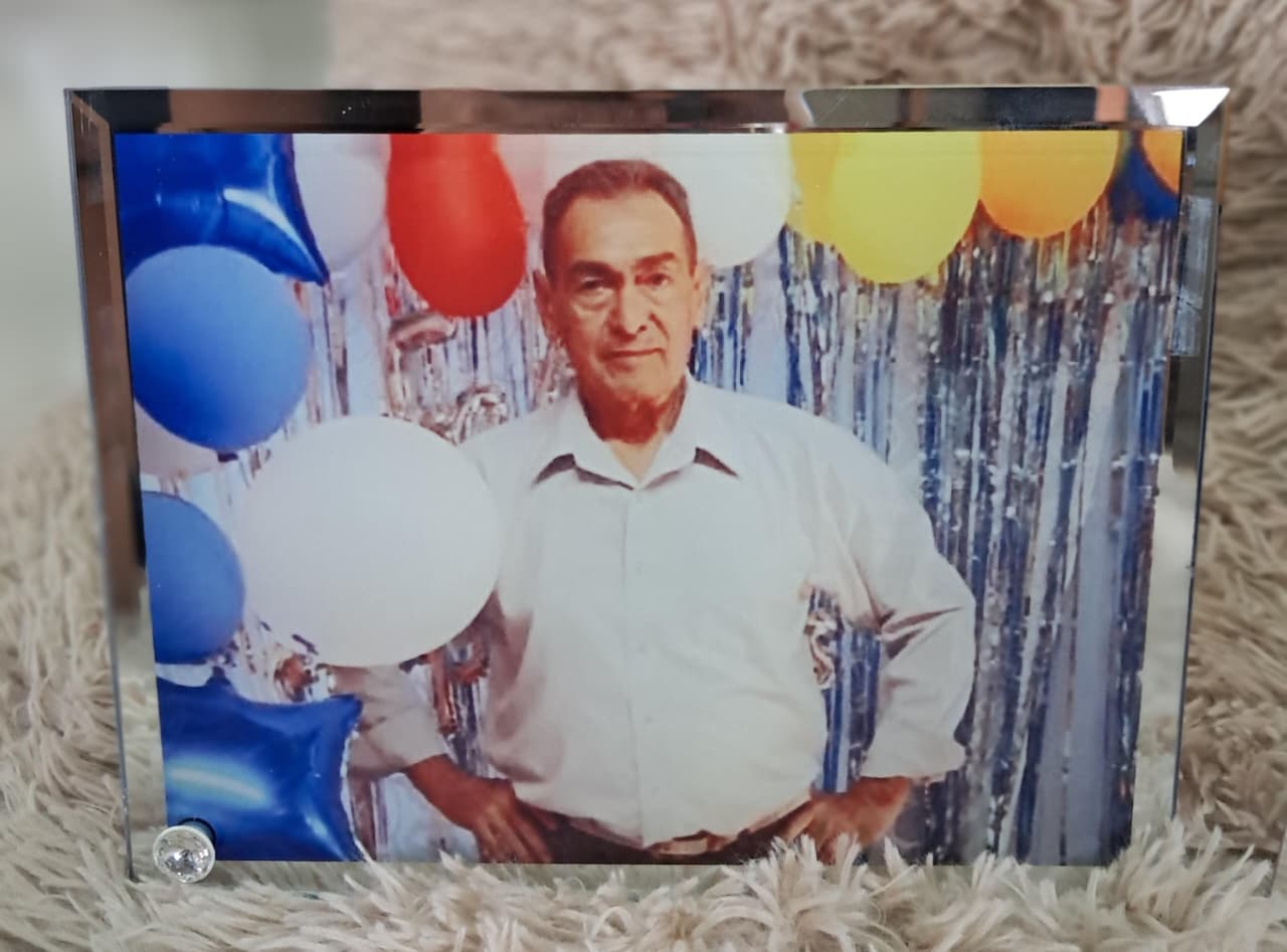 Cuadro de vidrio con foto de cumpleaños